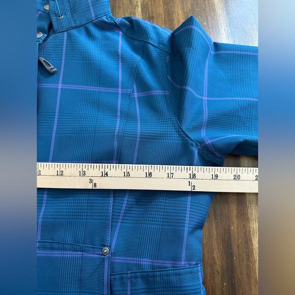 Outdoor Research OR Women’s Size Medium Decibelle Jacket Coat Plaid Blue Hooded - Picture 7 of 8